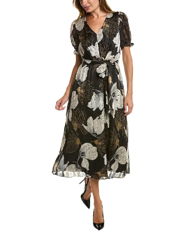 Anne Klein Puff Sleeve Midi Dress Fashionable Casual Midi Dress