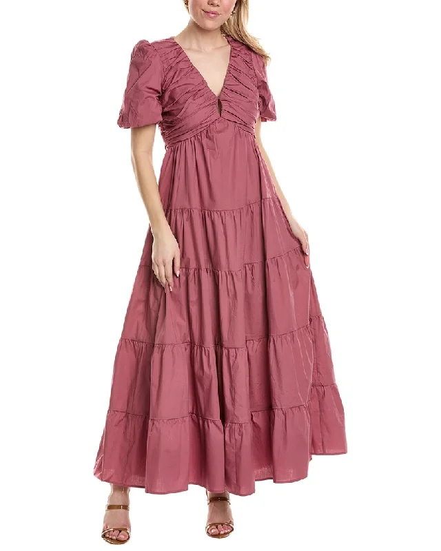 Charles Henry Ruched Tiered Mini Dress