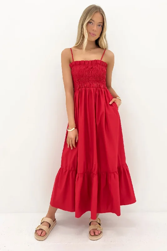 Colette Midi Dress Red