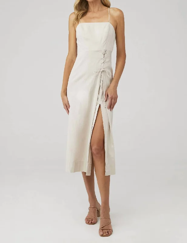 Francesca Midi Dress In Ocean Pearl Elegant Sleeveless Midi Dress