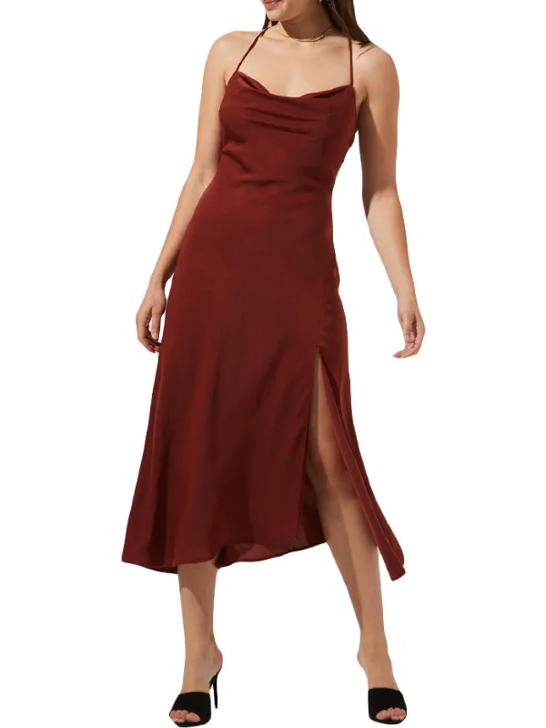 Gaia Womens Satin Calf Midi Dress Stylish Wraparound Midi Dress