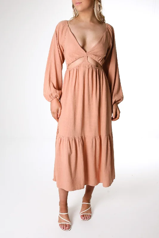 Jaylen Midi Dress Tan