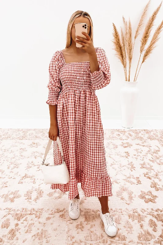 Julius Midi Dress Blush Check