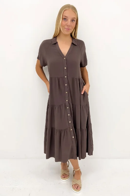 Little Paradise Midi Dress Brown