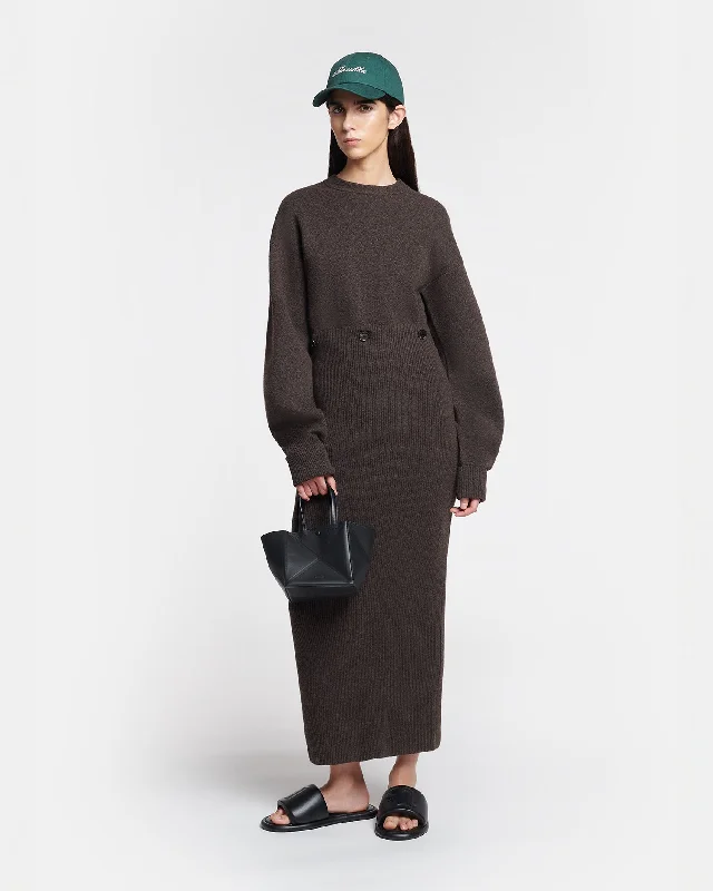 Zothy - Compact Merino Wool Midi Dress - Coffee