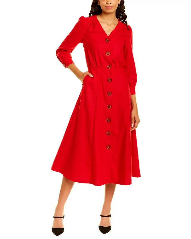 Olivia Rubin Mia Button-Down Midi Dress Fashionable High-Neck Midi Dress