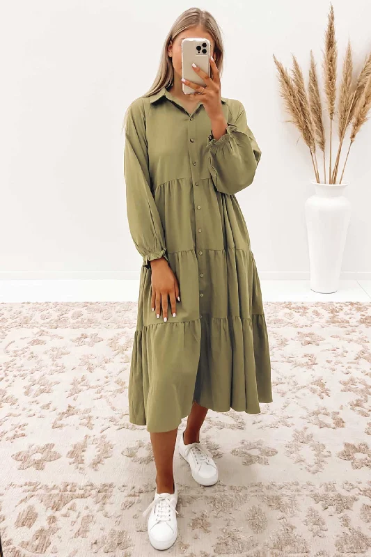 Sadey Midi Dress Khaki