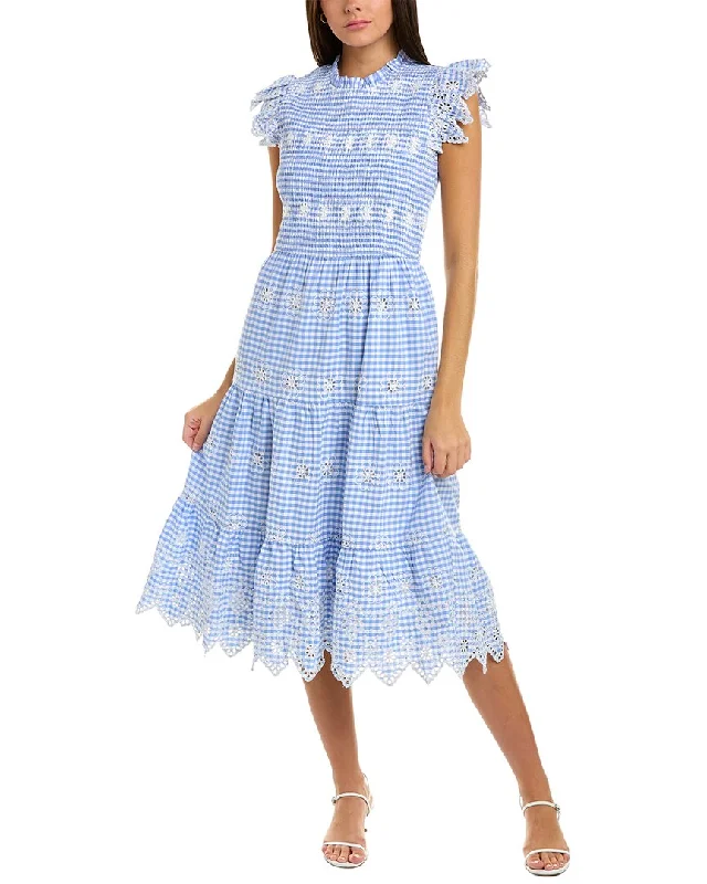 Sail to Sable Smocked Midi Dress Trendy Midi Dress with Belt