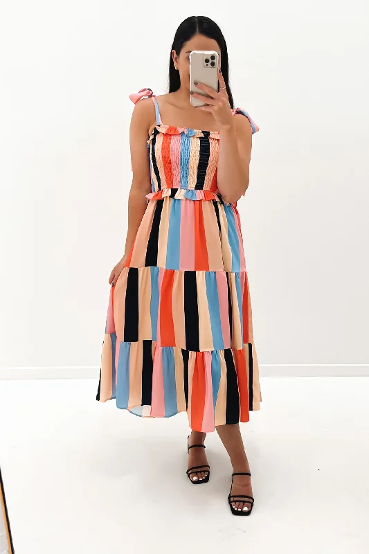 Sonny Midi Dress Licorice Stripe