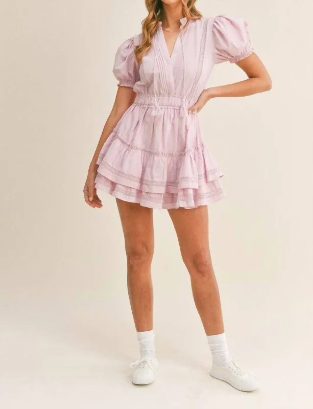 Tatum Ruffle Mini Dress In Lavender