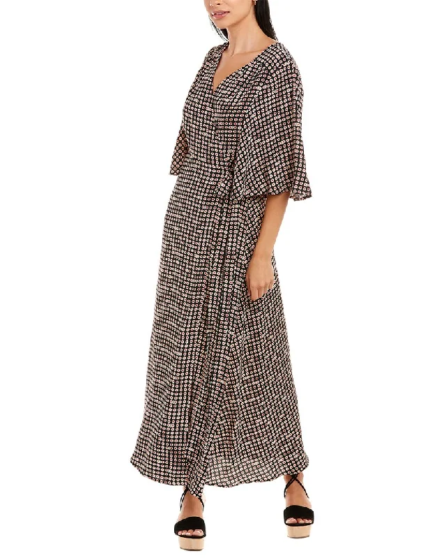 Traffic People Reckless Wrap Midi Dress Trendy Ruffled Sleeve Midi Dress
