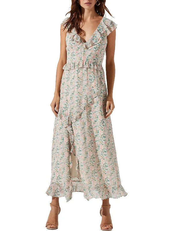 Womens Floral Calf Midi Dress Stylish Animal Print Midi Dress