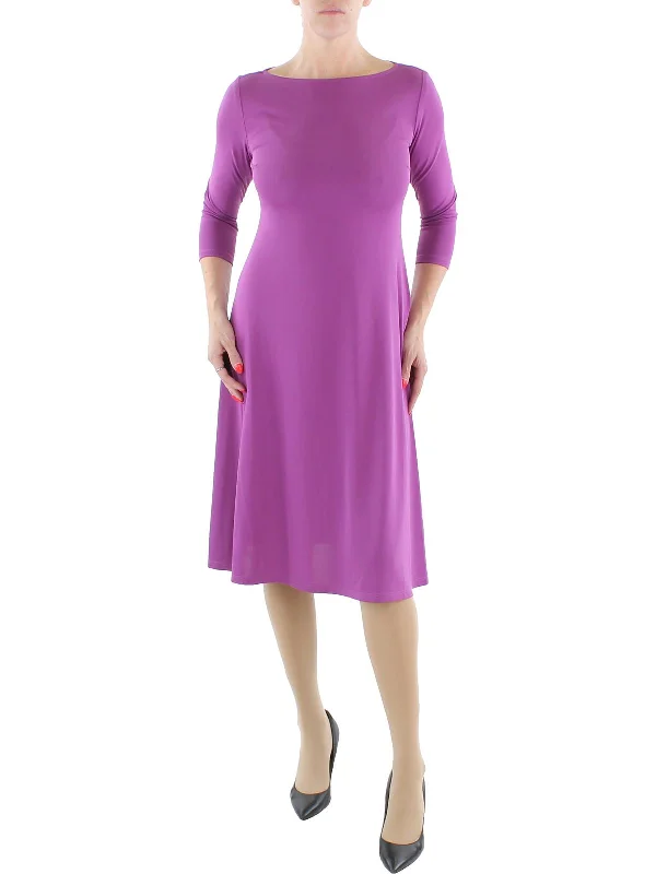 Womens Jersey Stretch Midi Dress Trendy Ruched Side Midi Dress
