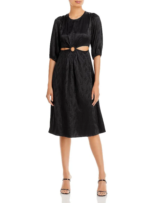 Womens Printed Calf Midi Dress Trendy Ruffle Hem Midi Dress