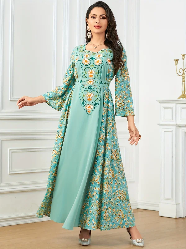 Floral Embroidered Tie Back Maxi Dress - Exquisitely Embroidered, Adjustable Tie Back, Comfortable Long Sleeves, Classic Square Neckline, Flowy Swing Design - Elegant Womens Clothing for Formal Occasions or Everyday Wear Cozy Spaghetti Strap Maxi Dress Floral Embroidered Tie Back Maxi Dress - Exquisitely Embroidered, Adjustable Tie Back, Comfortable Long Sleeves, Classic Square Neckline, Flowy Swing Design - Elegant Womens Clothing for Formal Occasions or Everyday Wear Cozy Spaghetti Strap Maxi Dress
