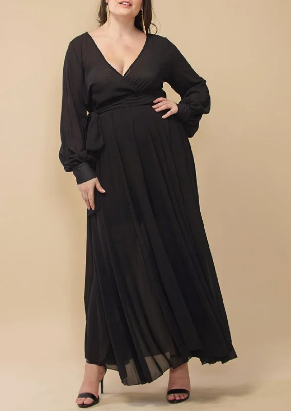 Hi Curvy Plus Size Women Solid Wrap Maxi Dress Fashionable Halter Neck Maxi Dress
