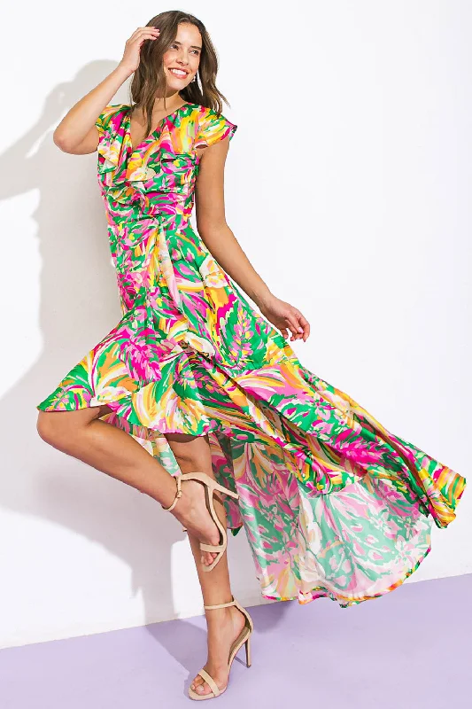 THE TIME IS RIGHT WOVEN SATIN MAXI DRESS