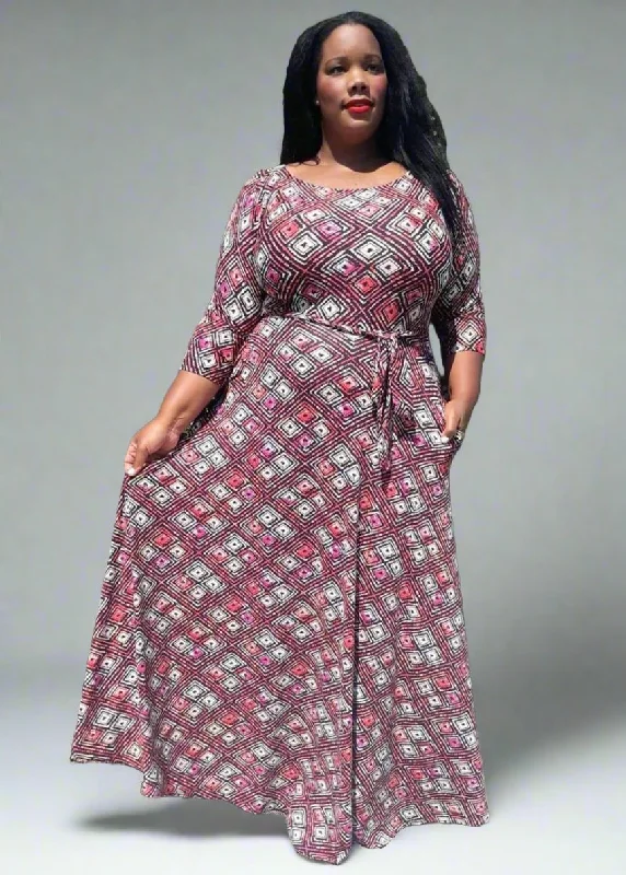 Plus Size Unique pattern loose Fit Pleats Flare Maxi Dress with Pockets Elegant Maxi Dress with Pockets Plus Size Unique pattern loose Fit Pleats Flare Maxi Dress with Pockets Elegant Maxi Dress with Pockets