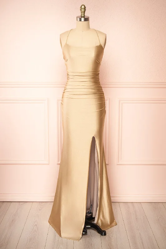 Sonia Champagne | Mermaid Maxi Dress w/ Slit