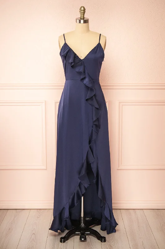 Yoani | Navy Maxi Dress w/ Ruffles