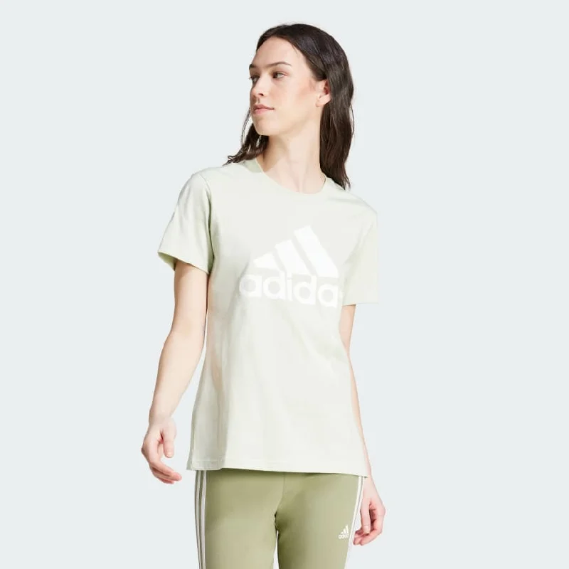 ADIDAS WOMEN'S BIG LOGO LINEN GREEN TEE