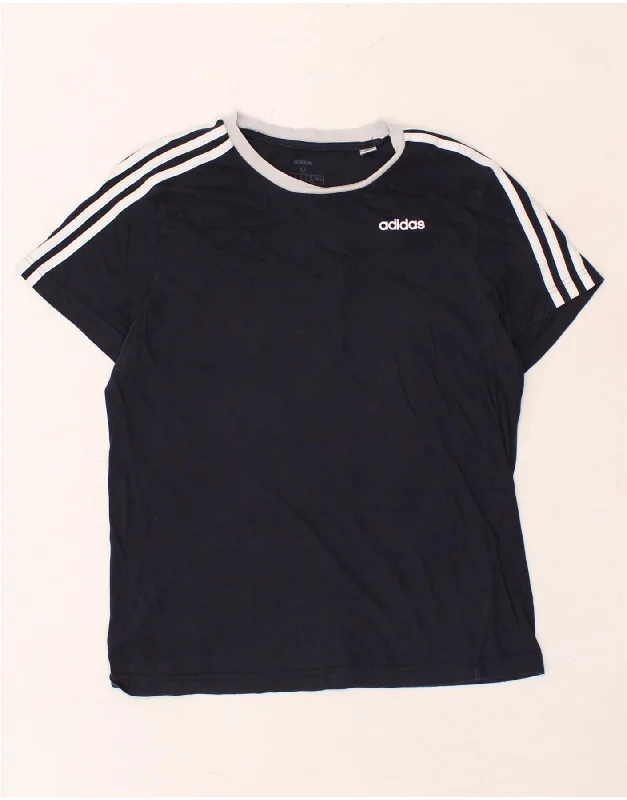 ADIDAS Womens T-Shirt Top UK 12/14 Medium Navy Blue Cotton