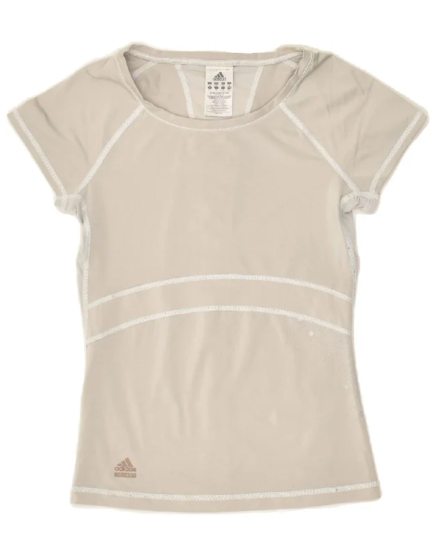 ADIDAS Womens T-Shirt Top UK 14 Medium  Grey Nylon