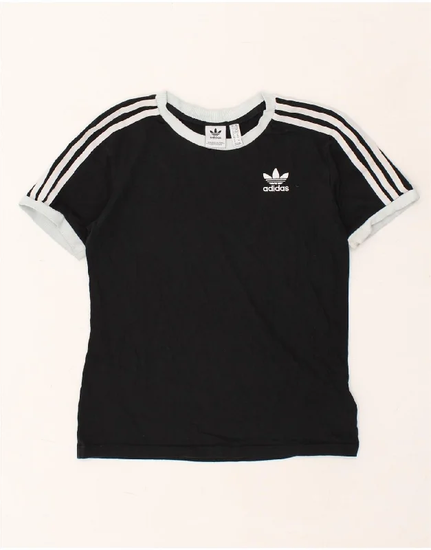 ADIDAS Womens T-Shirt Top UK 6 XS  Black Cotton