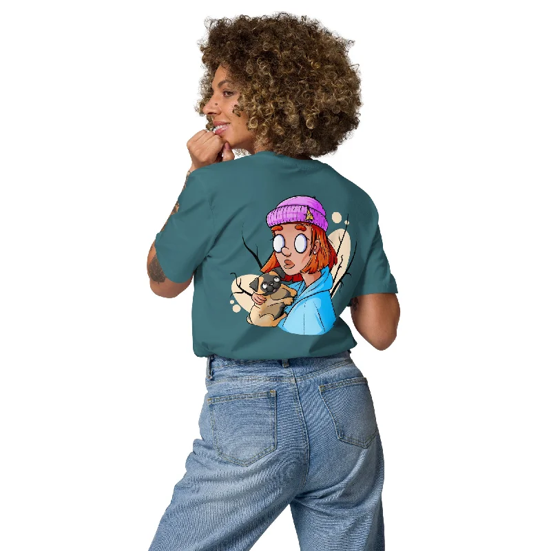 Back Printed Short Sleeve Women's Organic T-Shirt ZOMBIE MOOD 2 Mesh Blend Leather Blend Suede Blend Back Printed Short Sleeve Women's Organic T-Shirt ZOMBIE MOOD 2 Mesh Blend Leather Blend Suede Blend