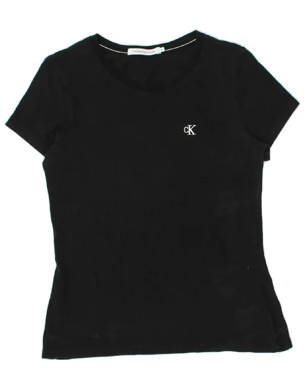 CALVIN KLEIN JEANS Womens T-Shirt Top UK 14 Medium Black Zippered Front Buttoned Front Snap Front CALVIN KLEIN JEANS Womens T-Shirt Top UK 14 Medium Black Zippered Front Buttoned Front Snap Front