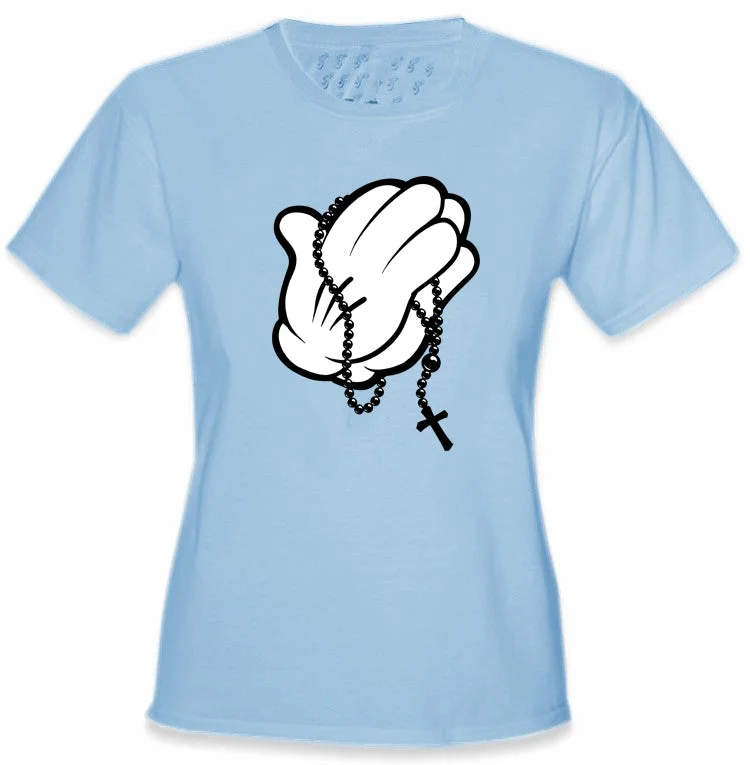 Cartoon Hands Praying Girl's T-Shirt