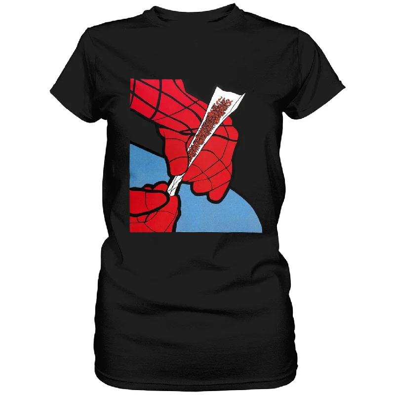 Cartoon Spider Hands Rolling Up Ladies T-shirt