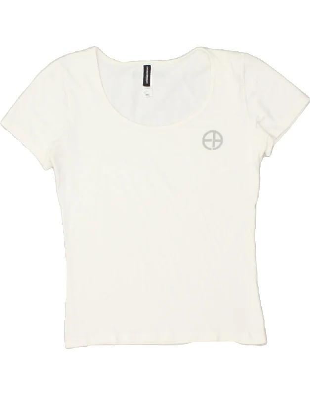 EMPORIO ARMANI Womens T-Shirt Top UK 12 Medium White Polyamide