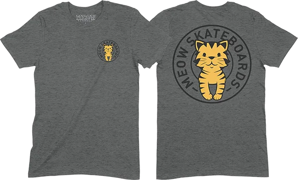 Meow Tabby Seal T-Shirt - Size: MEDIUM Dark Heather Grey