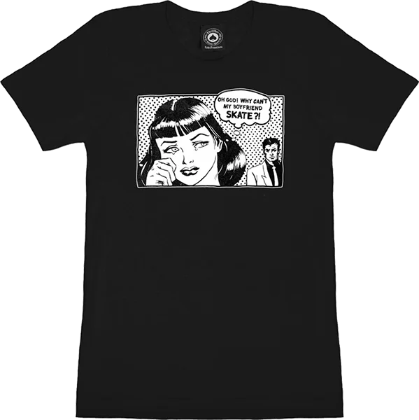 Thrasher Boyfriend Girls T-Shirt - Size: X-SMALL Black