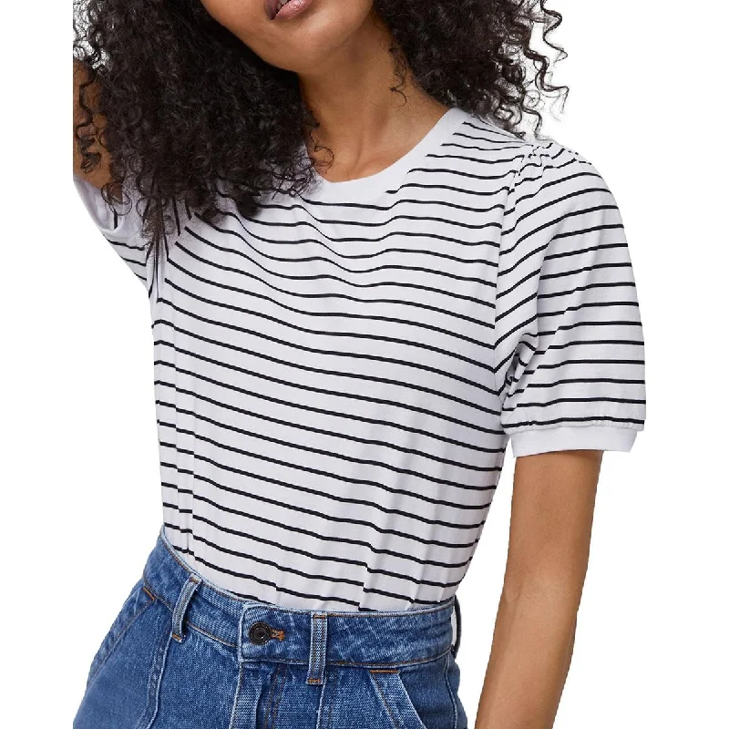 French Connection Womens Striped Puff Sleeve T-Shirt