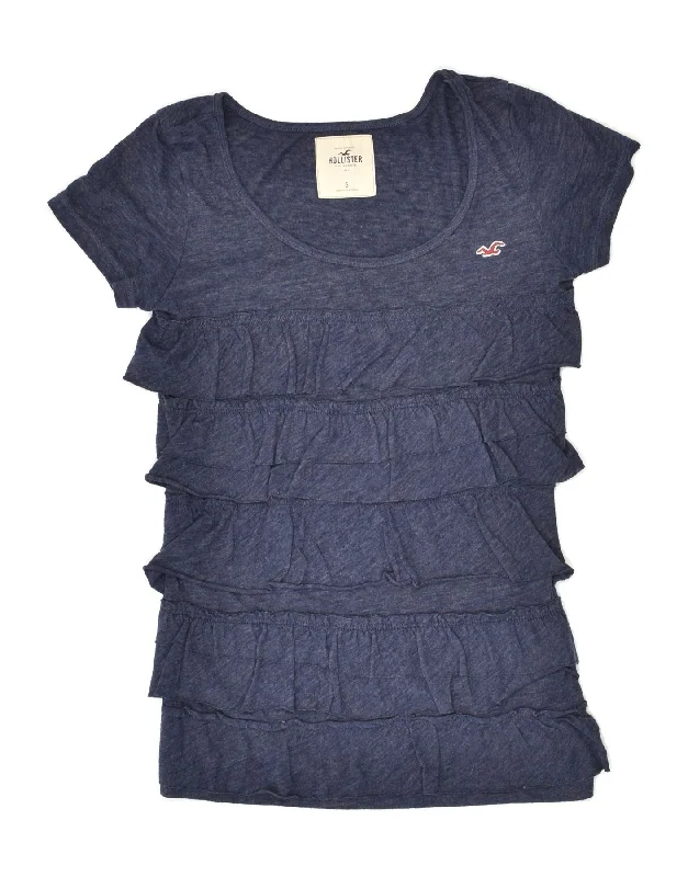 HOLLISTER Womens T-Shirt Top UK 8 Small Navy Blue Polyester Houndstooth Herringbone Solid HOLLISTER Womens T-Shirt Top UK 8 Small Navy Blue Polyester Houndstooth Herringbone Solid