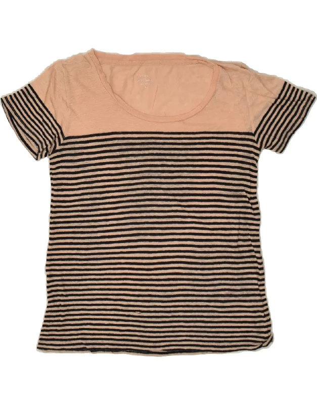 J. CREW Womens T-Shirt Top UK 10 Small Beige Striped Linen Cotton Fabric Linen Fabric Terry Fabric J. CREW Womens T-Shirt Top UK 10 Small Beige Striped Linen Cotton Fabric Linen Fabric Terry Fabric