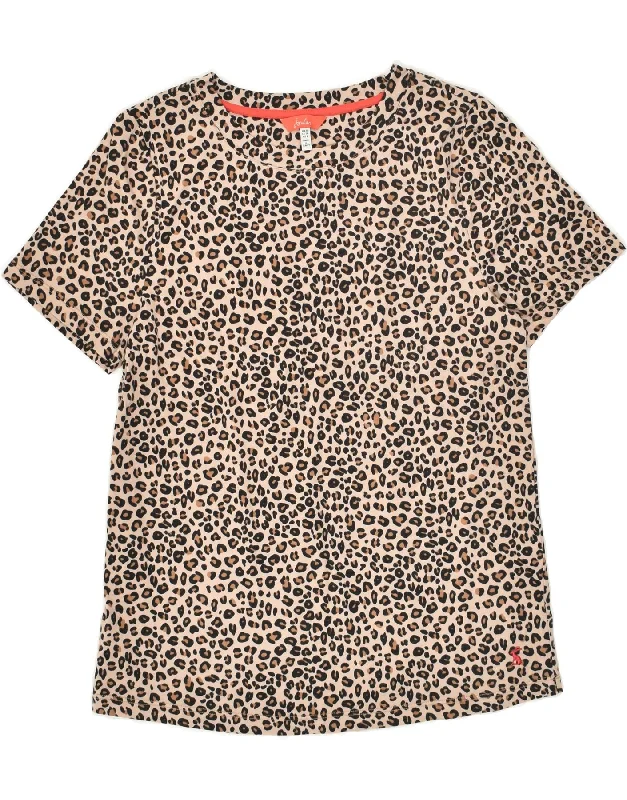 JOULES Womens T-Shirt Top UK 10 Small Brown Animal Print Cotton Zippered Buttoned Snapped JOULES Womens T-Shirt Top UK 10 Small Brown Animal Print Cotton Zippered Buttoned Snapped