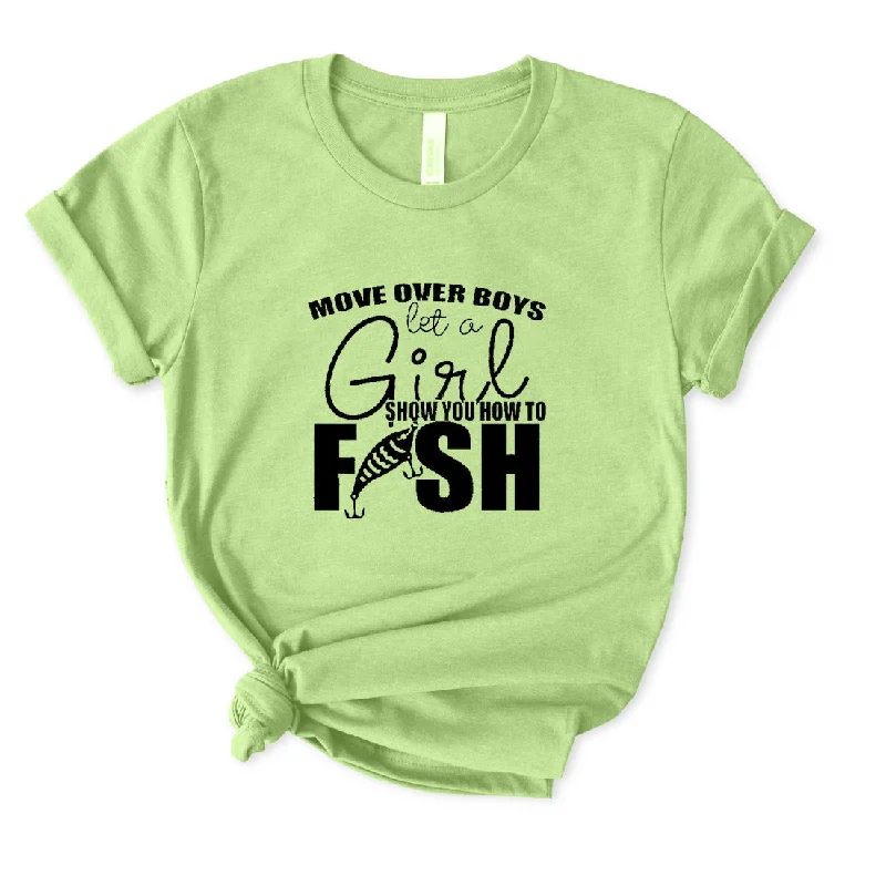 Let Girl Show You How to Fish T-Shirt for Women Ribbed T-Shirt High Neck Heavyweight Let Girl Show You How to Fish T-Shirt for Women Ribbed T-Shirt High Neck Heavyweight