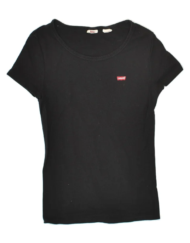 LEVI'S Womens T-Shirt Top UK 12 Medium Black Cotton Cotton Fabric Linen Fabric Terry Fabric LEVI'S Womens T-Shirt Top UK 12 Medium Black Cotton Cotton Fabric Linen Fabric Terry Fabric
