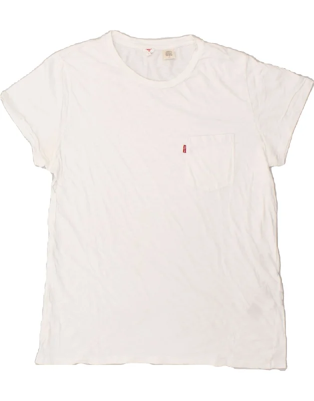 LEVI'S Womens T-Shirt Top UK 16 Large White Cotton