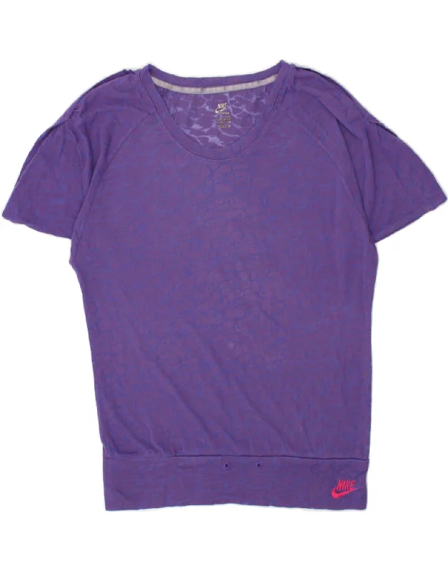 NIKE Womens T-Shirt Top UK 14 Medium Purple Animal Print Chenille Blend Fleece Blend Nylon Blend NIKE Womens T-Shirt Top UK 14 Medium Purple Animal Print Chenille Blend Fleece Blend Nylon Blend