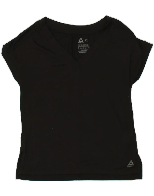 REEBOK Womens T-Shirt Top UK 6 XS Black Polyester