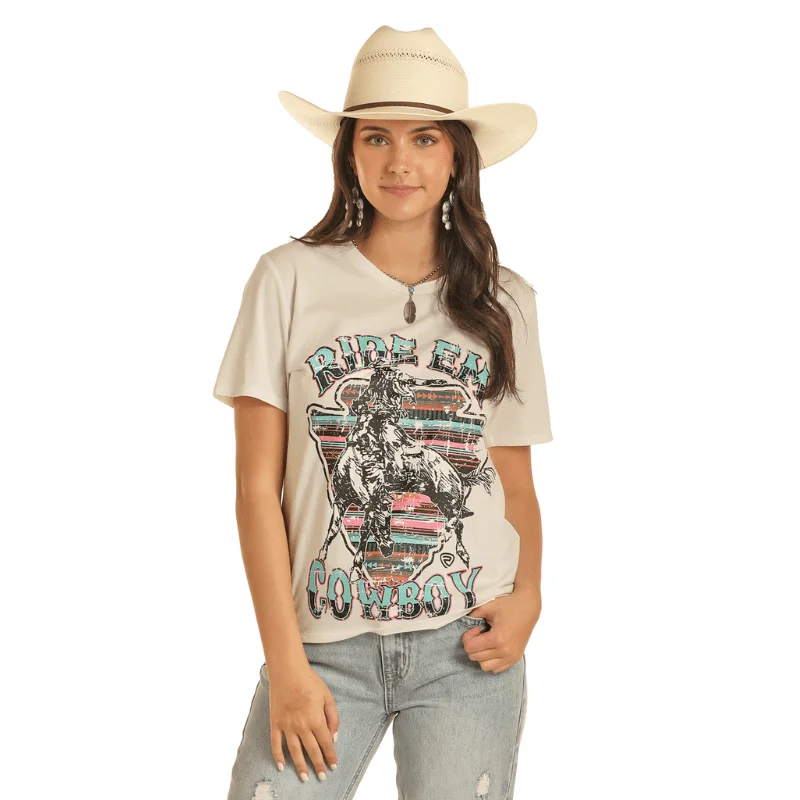 Rock & Roll Cowgirl Women's Ride Em' Cowboy Graphic Tee BW21T04005