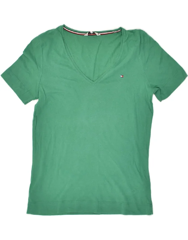 TOMMY HILFIGER Womens T-Shirt Top UK 10 Small Green Cotton