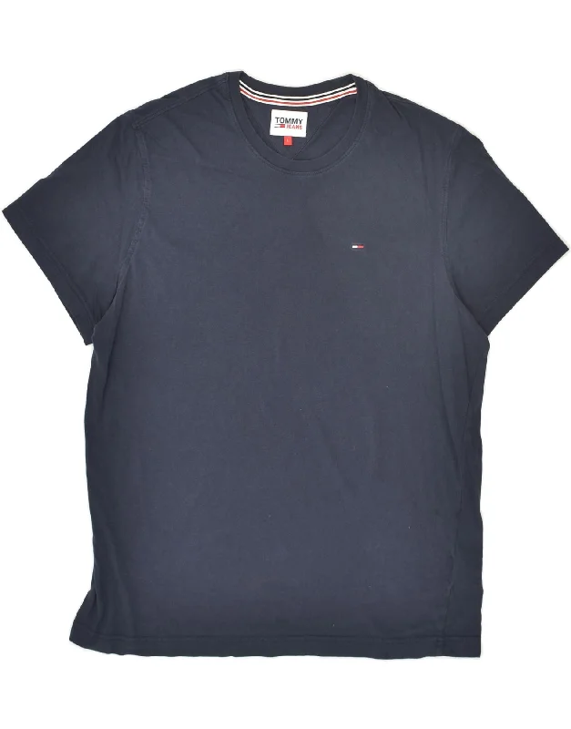 TOMMY HILFIGER Womens T-Shirt Top UK 16 Large Navy Blue Cotton Wool Fabric Cashmere Fabric Tweed Fabric TOMMY HILFIGER Womens T-Shirt Top UK 16 Large Navy Blue Cotton Wool Fabric Cashmere Fabric Tweed Fabric
