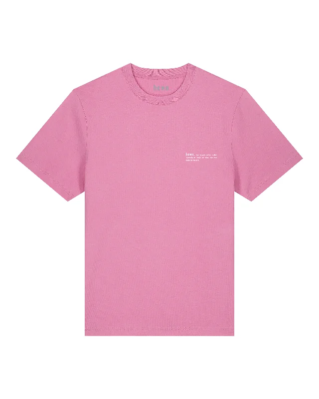Womens Organic Relaxed-Fit T-shirt in Azalea Pink Knit Fabric Woven Fabric Fleece Fabric Womens Organic Relaxed-Fit T-shirt in Azalea Pink Knit Fabric Woven Fabric Fleece Fabric