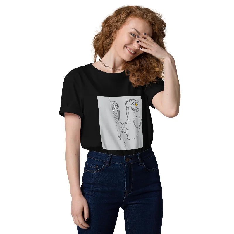Women's Organic T-Shirt Medium Fit FACE LOOK 5 Machine Wash Dry Clean Hand Wash