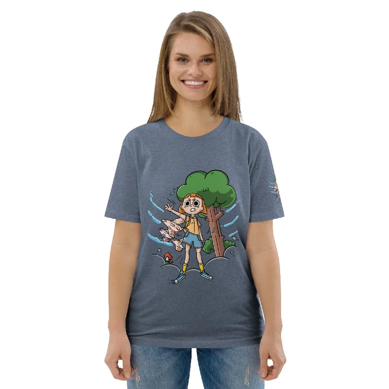 Women's Organic T-Shirt Single Jersey ZOMBIE TIME Collared T-Shirt Boat Neck A-Line